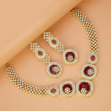 Party Wear Gold Plated CZ Stone Necklace Set