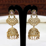 Victorian Pastel Pink CZ Stone Big Jhumka Earrings