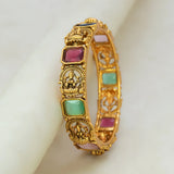 Antique Gold Plated Lakshmi Sufi Pastel Stone Bangle