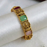 Antique Gold Plated Lakshmi Sufi Pastel Stone Bangle