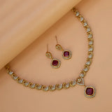 Alluring Gold Plated Peacock Cubic Zirconia Necklace Set