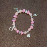 Pink-Crystal-Beaded-Silver-Charms-Bracelet