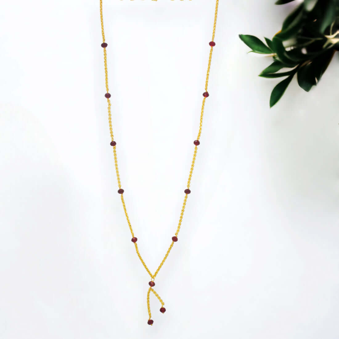 Gold Plated Cutting Chain Beaded Necklace