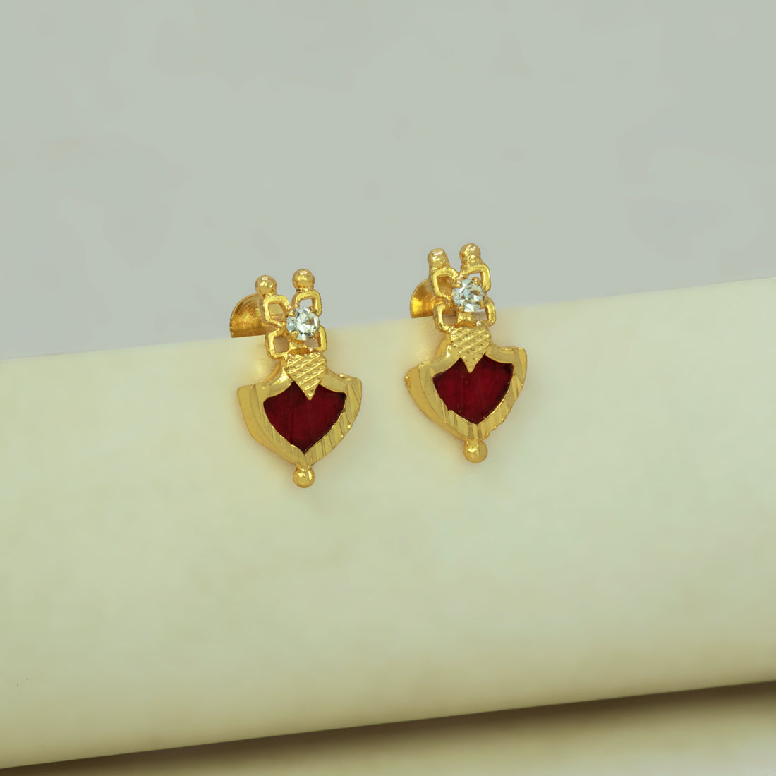 South Traditional Gold Plated Palakka Ear Studs - K Supreme