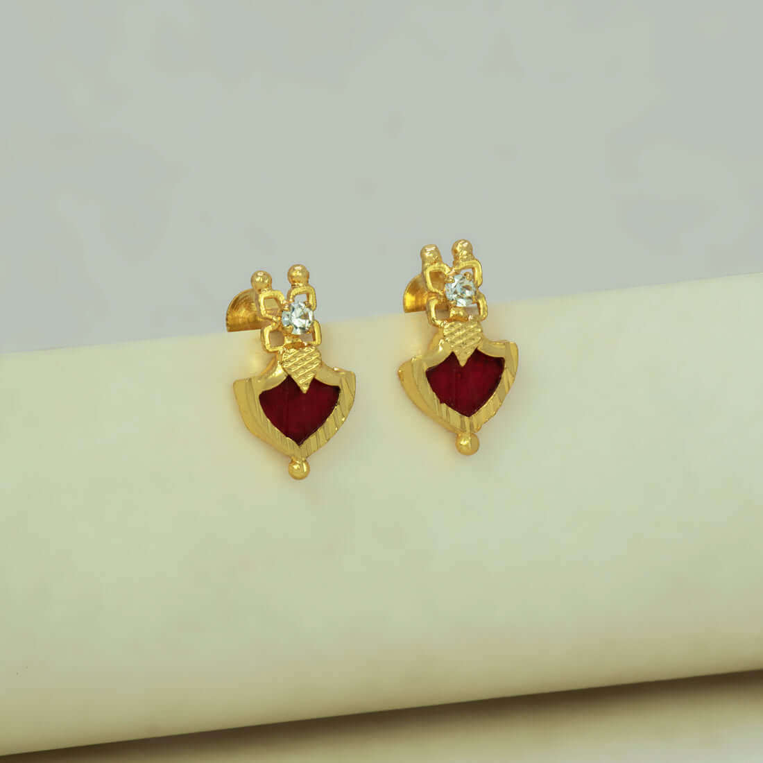 South Traditional Gold Plated Palakka Ear Studs - K Supreme