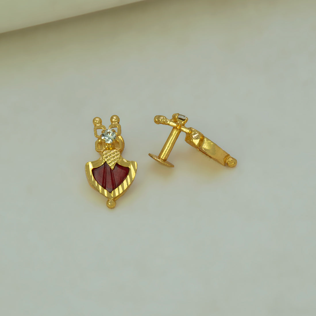 South Traditional Gold Plated Palakka Ear Studs - K Supreme
