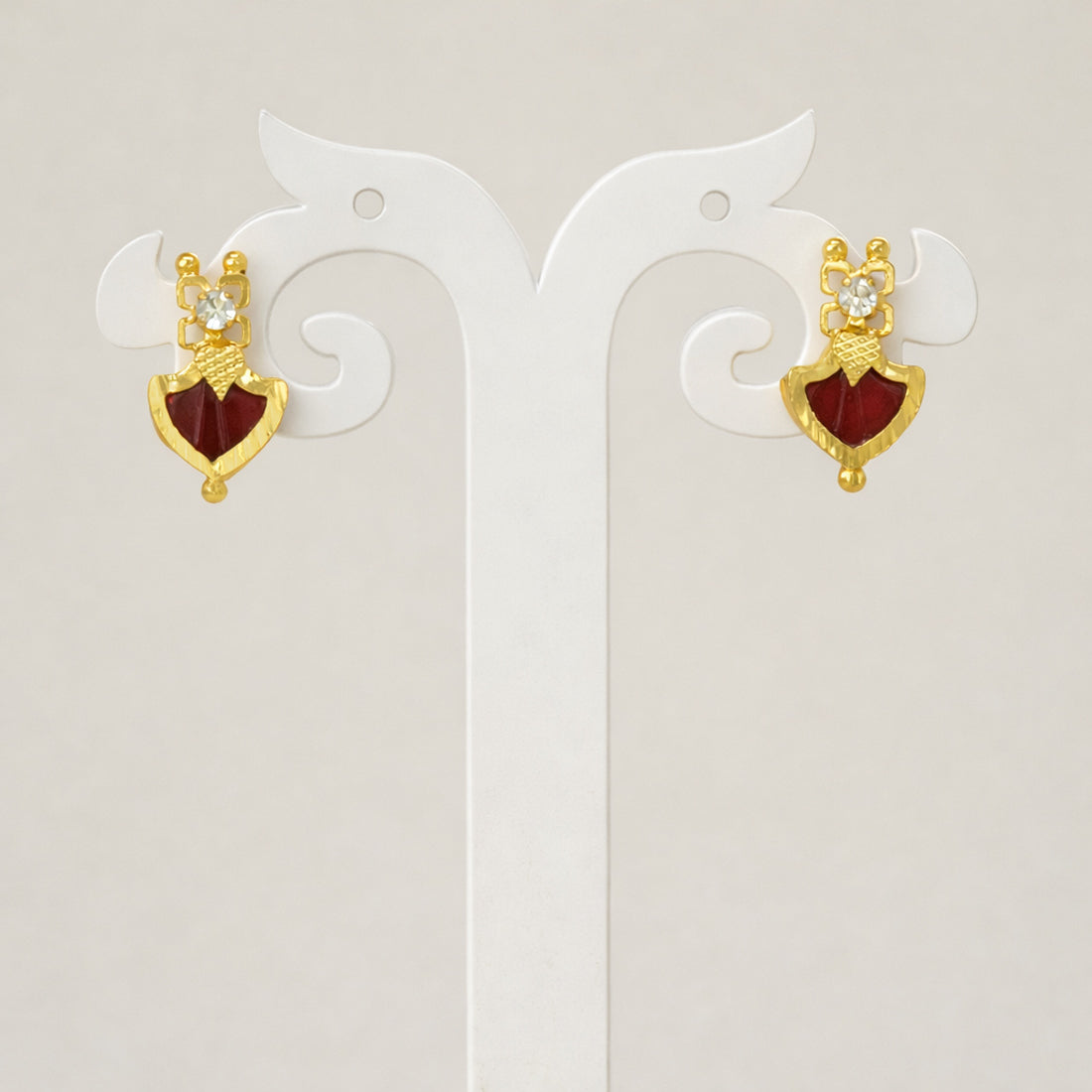 South Traditional Gold Plated Palakka Ear Studs - K Supreme