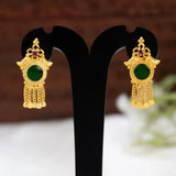 Traditional Gold-Plated Green Enamel Stud Earrings