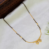 Gold Plated Dual Square CZ Pendant Mangalsutra Necklace