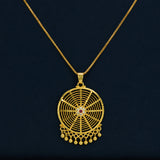 Gold Plated Web Design Floral Ruby CZ Stone Pendant