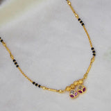 Gold-Plated Dual Pendant Black Bead Mangalsutra 