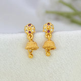 Floral Ruby CZ Stone Small Kids Jhumka