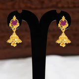 Gold Plated Ruby Stone Small Jhumka Earrings