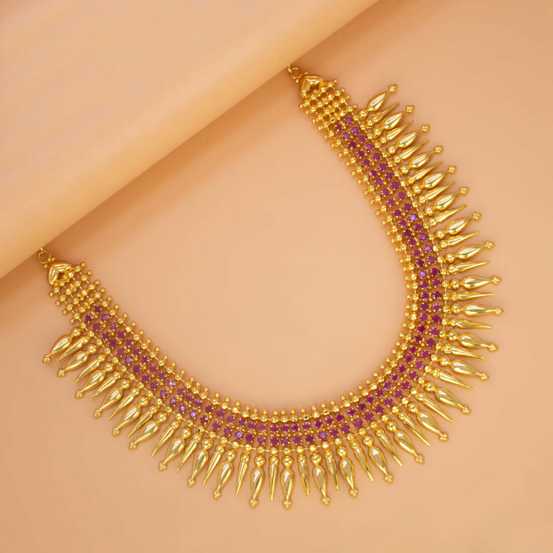 Elegant Ruby Stone Traditional Jasmine Necklace