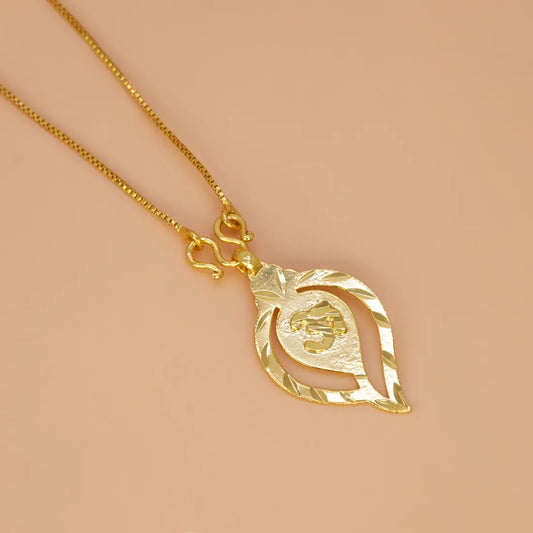 Elegant Gold Plated Om Thali Conch Shell Designer Pendant