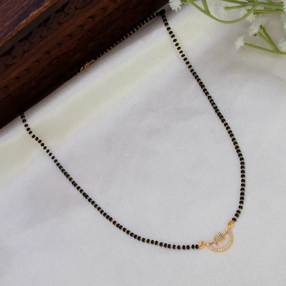 Simple CZ Stone Pendant Mangalsutra Necklace