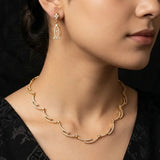 Scalloped Wave Design CZ Victorian Necklace Set