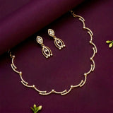 Scalloped Wave Design CZ Victorian Necklace Set