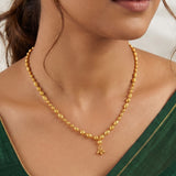 Simple Gold-Plated Textured Bead Necklace