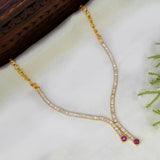 Sleek Baguette American Diamond Lariat Necklace
