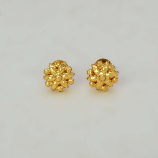 Small Gold-Plated Floral Round Ear Studs
