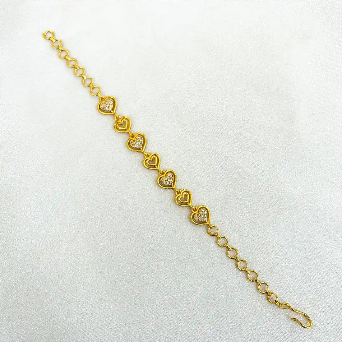 Simple Gold Plated Stone Bracelet-CZ