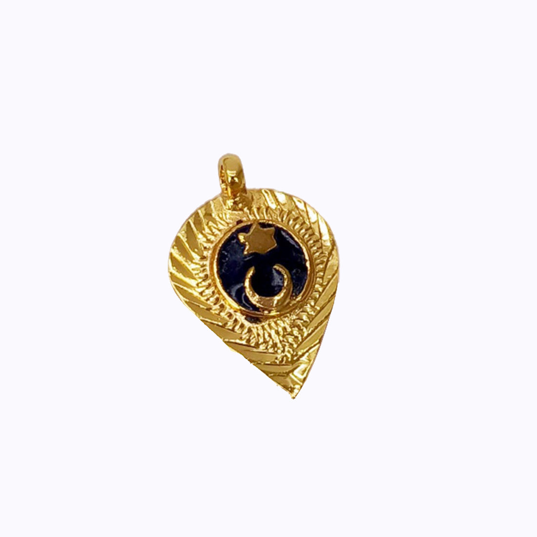 Small-Blue-Enamel-Gold-Plated-Muslim-Thali-Pendant