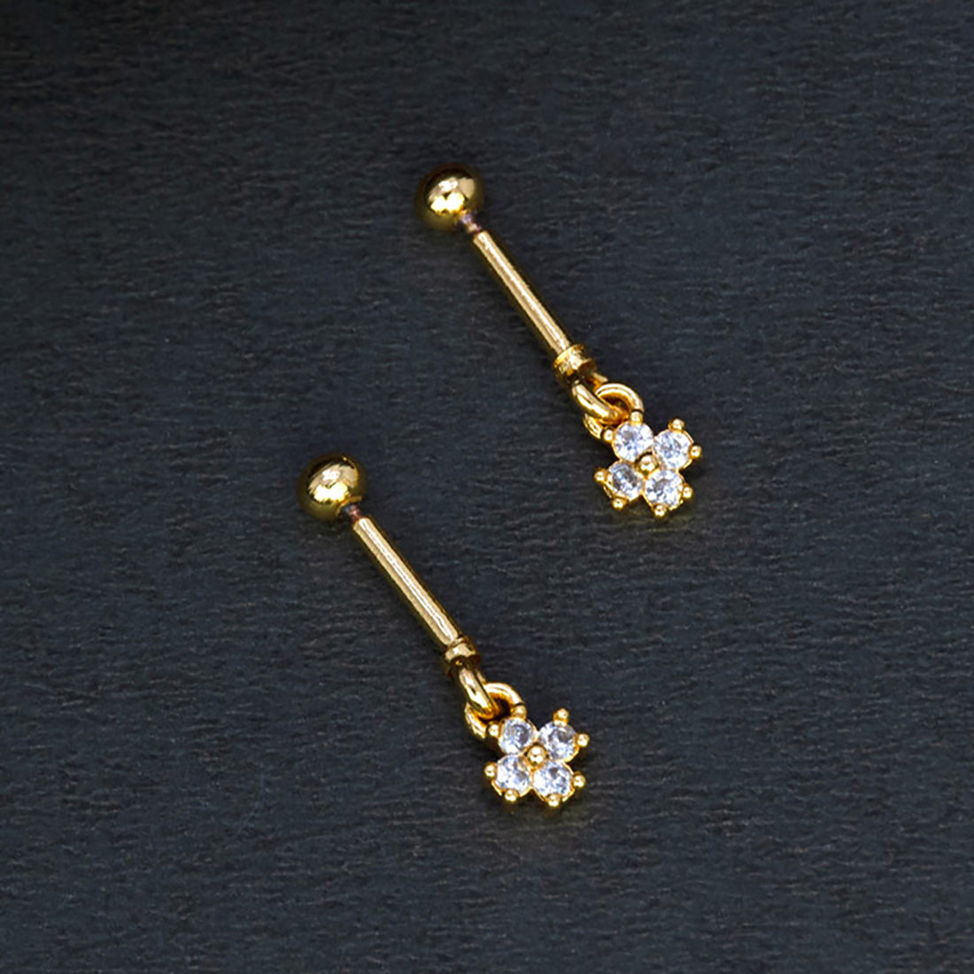 Small Floral CZ Gold Plated Bugadi Earrings