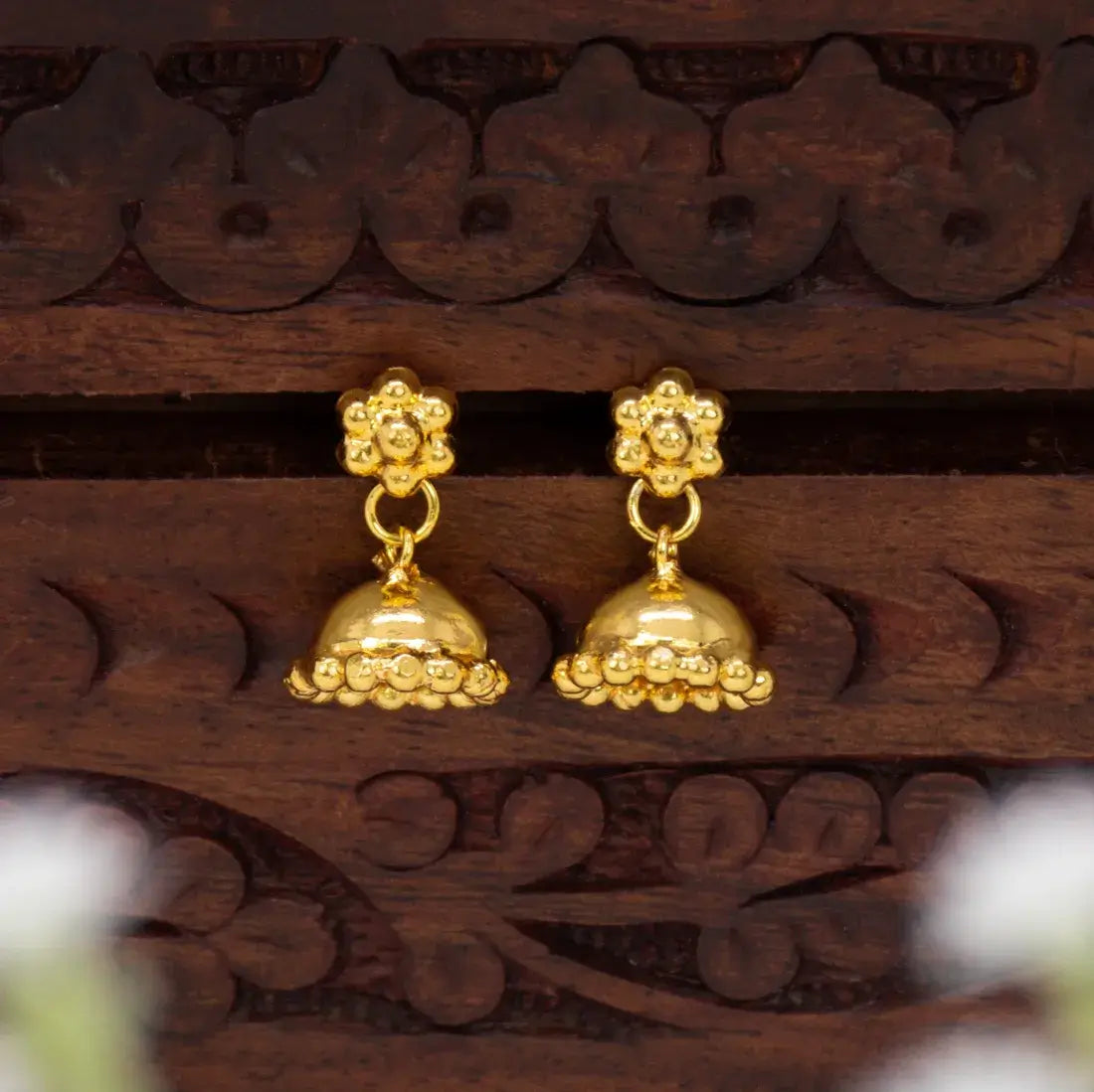 Small Gold-Plated Kids Jhumka Earrings