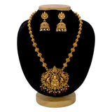 South Indian Matte Lakshmi Peacock Ball Chain Pendant Set