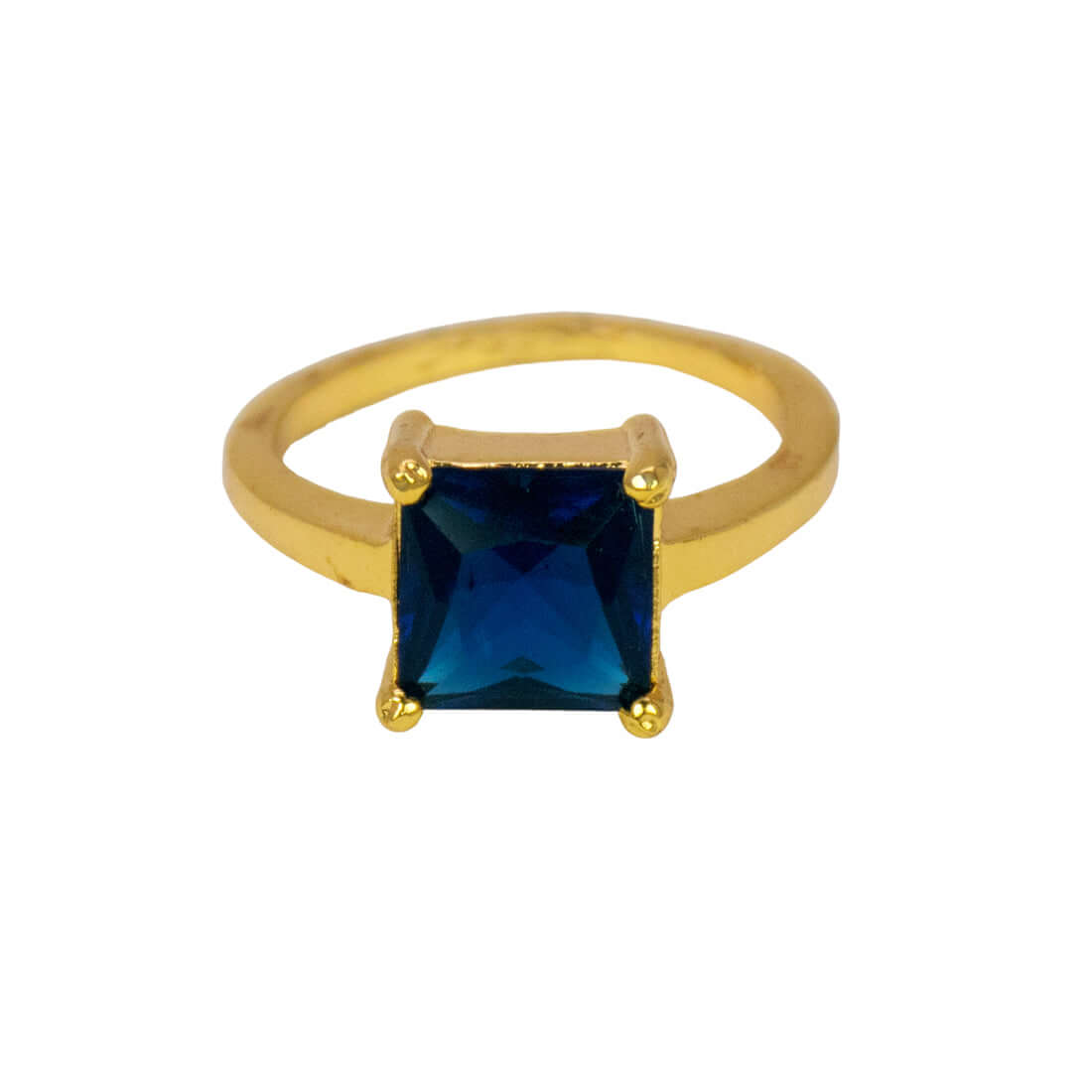 Trendy Gold Plated Blue Sapphire Stone Finger Ring