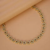 Gold Plated Star Design CZ Stone Necklace | Cubic Zirconia Statement Jewelry for Women on a neutral background.