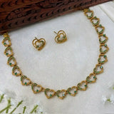 Victorian Antique Gold Stone Heart Necklace Set