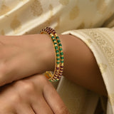 Stunning Gold Plated Crystal And Golden Beads Bangles