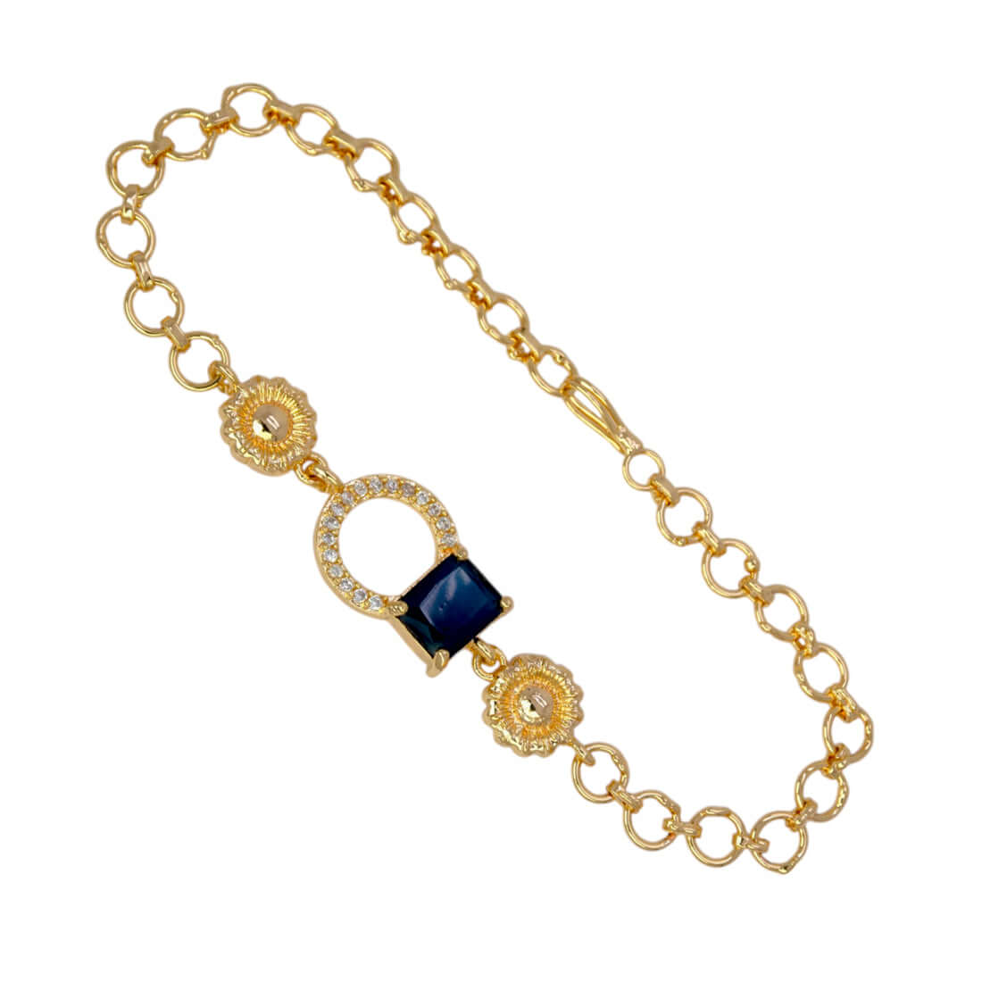 Stunning Gold Plated CZ Stone Round Designer Ladies Bracelet