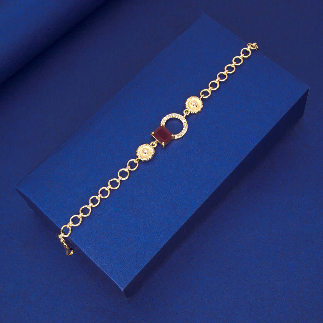 Stunning Gold Plated CZ Stone Round Designer Ladies Bracelet