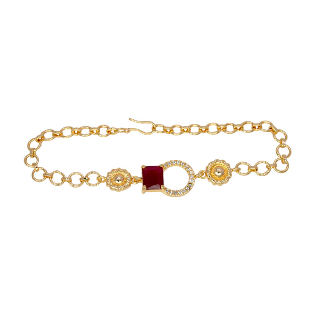 Stunning Gold Plated CZ Stone Round Designer Ladies Bracelet