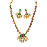 Antique Floral Multi Kemp Stone Necklace Set