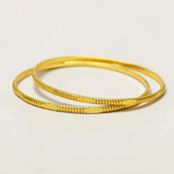 Stylish Gold Plated Designer Cutting Bangles in a close-up view, showcasing intricate designs, perfect for daily wear.