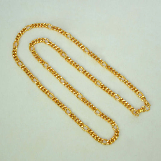 Unisex Gold Plated Figaro Sachin Chain with a glossy finish, designed for men and women for elegant style.