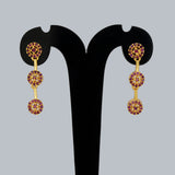 स्टाइलिश गोल्ड-प्लेटेड ट्रिपल फ्लोरल सीजेड ड्रॉप इयररिंग्स