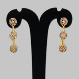 Stylish Gold-Plated Triple Floral CZ Drop Earrings