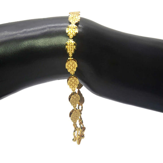 Stylish Gold Plated Leaf Design Ladies Bracelet