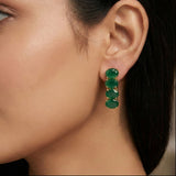 Stylish Golden Oval Stone Drop Earrings Green