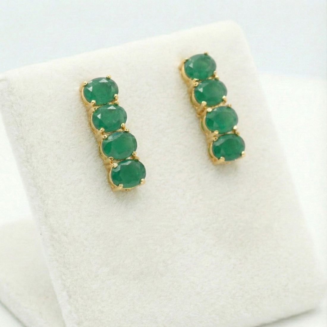 Stylish Golden Oval Stone Drop Earrings Green