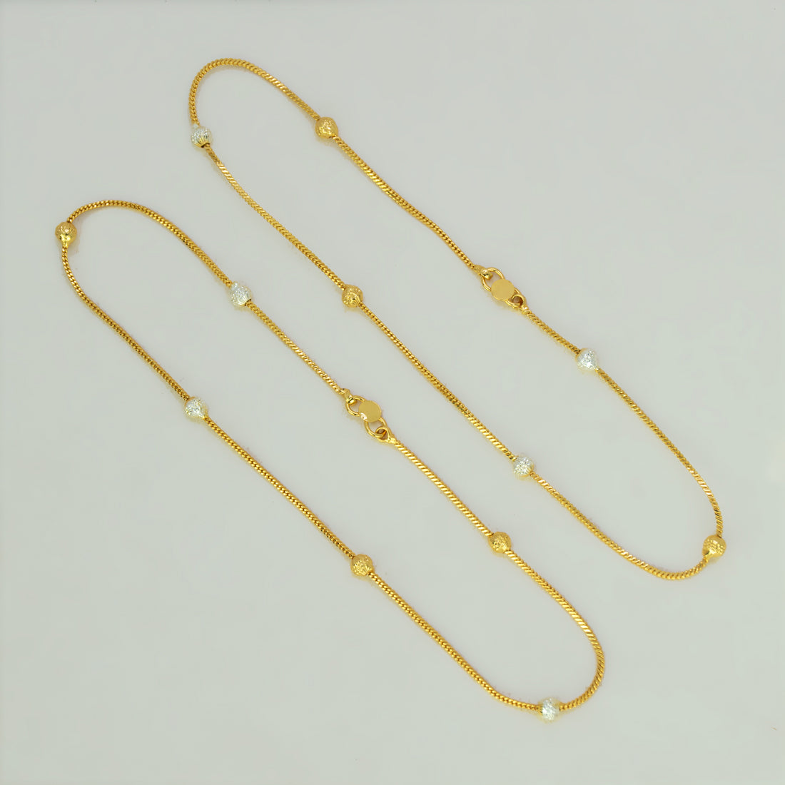 Gold Plated Two-Tone Beads TV Chain Anklets