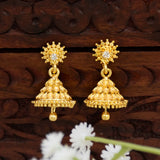Gold-Plated Single Stone Small Bell Jhumka Earrings