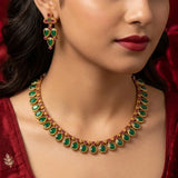 Teardrop Emerald & Ruby Victorian Necklace Set