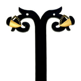 Textured Gold Plated Triangle Black CZ Stud Earrings