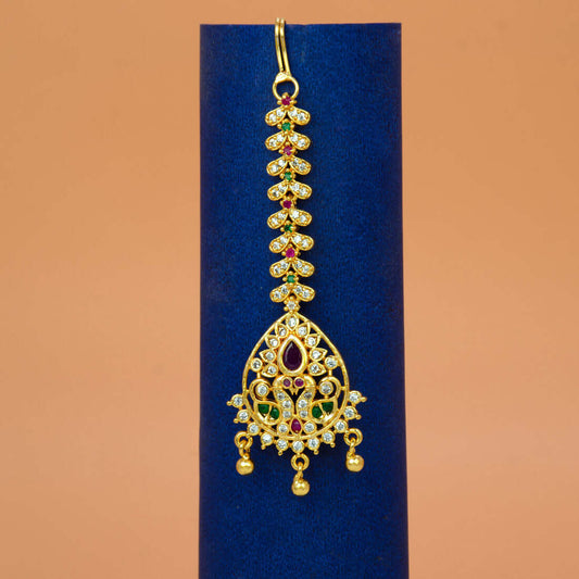 Traditional-Gold-Plated-CZ-Peacock-Maang-Tikka-Dmo